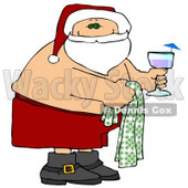Santa Claus on Vacation, Holding a Drink and His Shirt Off Clipart © djart #6502