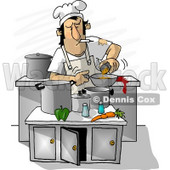 Dirty Chef Smoking While Cooking in a Kitchen Clipart Illustration © djart #6679