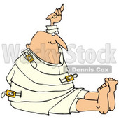 Royalty-Free (RF) Clipart Illustration of a Bald Man Holding Up One Arm While Restrained In A Straitjacket © djart #67129
