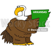 Royalty-Free (RF) Clipart Illustration of a Bald Eagle Holding A Green State Of Arkansas © djart #67141