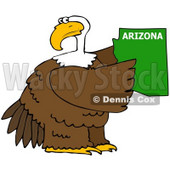 Royalty-Free (RF) Clipart Illustration of a Bald Eagle Holding A Green State Of Arizona © djart #67143