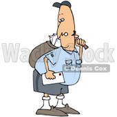 Royalty-Free (RF) Clipart Illustration of a Grumpy Mail Man Carrying A Bag © djart #70265