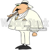 Royalty-Free (RF) Clipart Illustration of a Man Smoking A Cigar And Wearing A White Suit © djart #72128