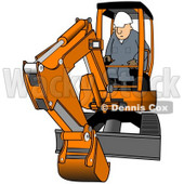 Royalty-Free (RF) Clipart Illustration of a Construction Worker Operating An Orange Mini Excavator © djart #75041