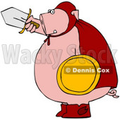 Royalty-Free (RF) Clipart Illustration of a Pink Warrior Pig Holding A Sword And Shield © djart #75042