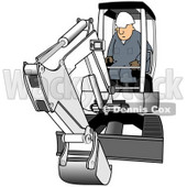 Royalty-Free (RF) Clipart Illustration of a Construction Worker Operating A White Mini Excavator © djart #75043