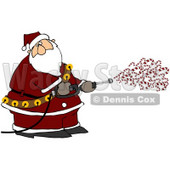 Royalty-Free (RF) Clipart Illustration of Kris Kringle Spraying Candy Canes Out Of A Pressure Washer © djart #77667