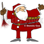 Royalty-Free (RF) Clipart Illustration of a Chubby Santa Holding A Feather Duster © djart #80506