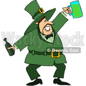 Royalty-Free (RF) Clipart Illustration of a Jolly Leprechaun Holding A Beer Bottle And Mug © djart #84482