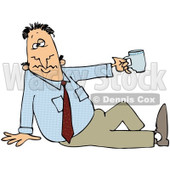 Royalty-Free (RF) Clipart Illustration of a Businessman Sitting On The Ground And Holding Up A Tea Cup © djart #84887