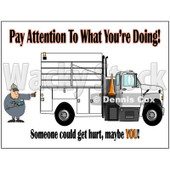 Royalty-Free (RF) Clipart Illustration of a Distracted Worker Man Text Messaging On His Cell Phone While Directing A Utility Truck To Back Up © djart #85054