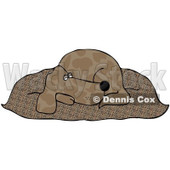 Royalty-Free (RF) Clipart Illustration of a Tired Brown Pooch Resting On A Fluffy Dog Pillow © djart #86871