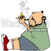 Royalty-Free (RF) Clipart Illustration of a Caucasian Man Sitting On The Floor And Lighting A Tobacco Pipe © djart #88331