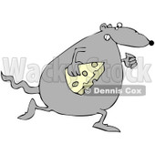 Royalty-Free (RF) Clipart Illustration of a Fat Gray Rat Running With A Slice Of Cheese © djart #90298