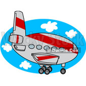 Royalty-Free (RF) Clipart Illustration of a Gray And Red Commercial Airliner Descending © djart #92105