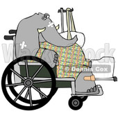 Royalty-Free (RF) Clipart Illustration of an Injured Elephant Recovering In A Hospital, Sitting In A Wheelchair With A Sling And Cast © djart #93118