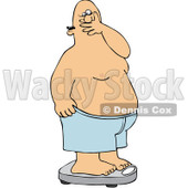 Royalty-Free (RF) Clipart Illustration of a Man Covering His Mouth In Shock After Weighing Himself On A Scale © djart #97357