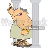Royalty-Free (RF) Clipart Illustration of a Roman Man Standing Between Columns And Pointing Upwards © djart #97791