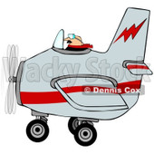 Royalty-Free (RF) Clipart Illustration of a Male Pilot Flying A Gray And Red Airplane © djart #98782