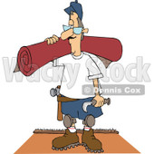 Royalty-Free (RF) Clipart Illustration of a Carpet Layer Man Carrying A Roll Of Red Carpet © djart #98954