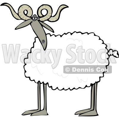Clipart of a Cartoon Sheep with Curly Horns - Royalty Free Vector Illustration © djart #1617068