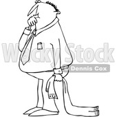 Cartoon Clipart of a Black and White Businessman Sucking His Thumb and Holding a Blanket - Royalty Free Vector Illustration © djart #1375139