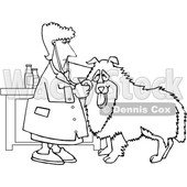 Cartoon Black and White Female Veterinarian Examining a Dog © djart #1627669
