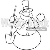 Cartoon Snowman Wearing a Mask and Holding a Shovel © djart #1717507