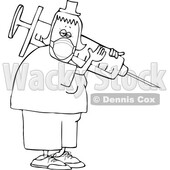 Cartoon Tired Nurse Wearing a Mask and Carrying a Giant Syringe © djart #1728612