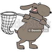 Clipart Illustration of an Ambitious Dog Running With A Net © djart #36992