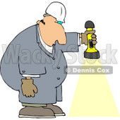 Male Worker Shining a Flashlight Towards the Ground Clipart © djart #4432