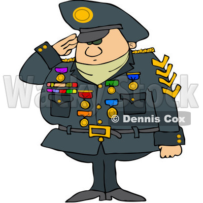Royalty-Free (RF) Clipart Illustration of a Military Man Saluting And Wearing His Badges © djart #101267