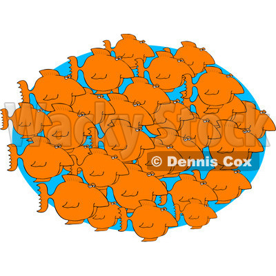 Royalty-Free (RF) Clipart Illustration of a School Of Orange Fish With Big Noses © djart #1044963