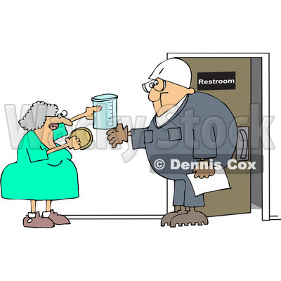 Royalty-Free Vector Clip Art Illustration of a Woman Instructing A Man On A Drug Test © djart #1051893