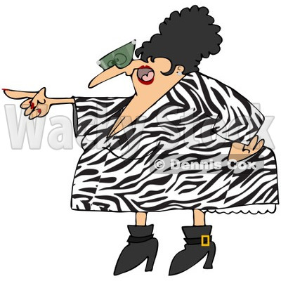 Royalty-Free Vector Clip Art Illustration of a Pointing Angry Woman In A Zebra Print Dress © djart #1053011