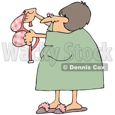 Royalty-Free Vector Clip Art Illustration of a Woman Holding Up A New Bra © djart #1053014