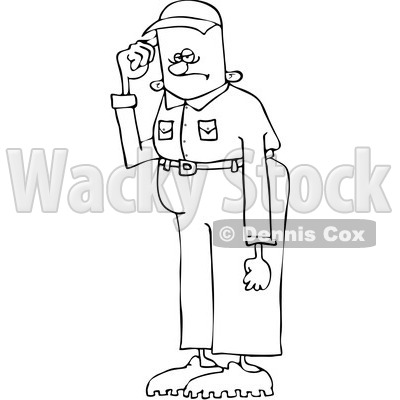 Royalty-Free Vector Clip Art Illustration of a Black And White Tall Man In Short Pants Outline © djart #1054353