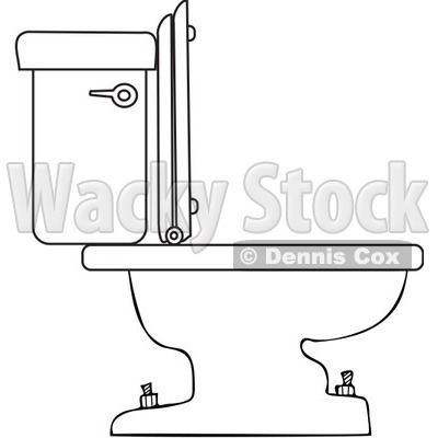 Royalty-Free Vector Clip Art Illustration of a Coloring Page Outline Of A Toilet © djart #1055592