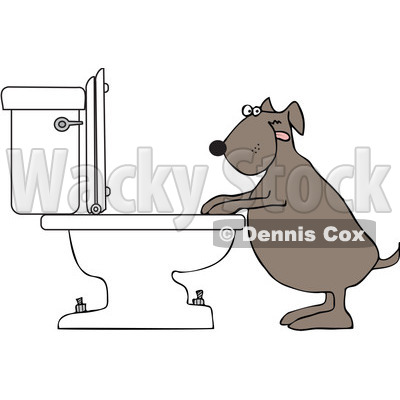 Royalty-Free Vector Clip Art Illustration of a Dog Drinking From A Toilet © djart #1055604