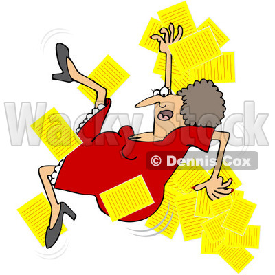 Royalty-Free Vector Clip Art Illustration of a Woman Slipping And Dropping Papers © djart #1059507