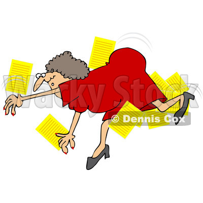 Royalty-Free Vector Clip Art Illustration of a Woman Falling And Dropping Papers © djart #1059508