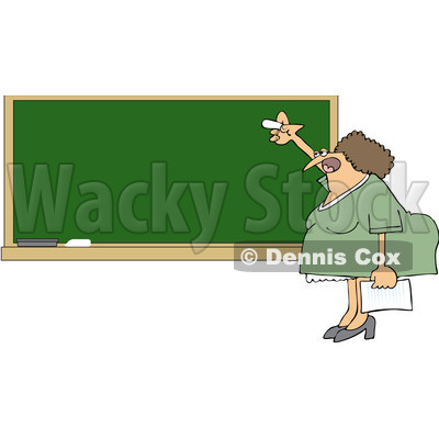 Royalty-Free Vector Clip Art Illustration of a Lady Teacher Writing On A Chalk Board © djart #1059516