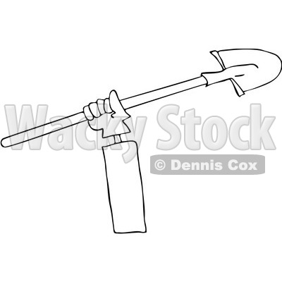 Clipart Outlined Trench Worker's Hand And Shovel - Royalty Free Vector Illustration © djart #1062793
