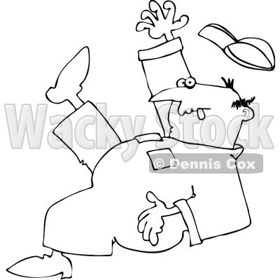 Clipart Outlined Worker Slipping - Royalty Free Vector Illustration © djart #1062803