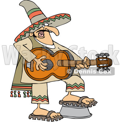 Clipart Mexican Man Playing A Guitar - Royalty Free Vector Illustration © djart #1064250