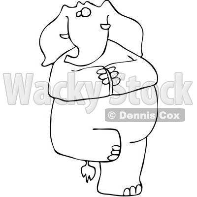 Clipart Outlined Yoga Elephant Balanced On One Leg - Royalty Free Vector Illustration © djart #1065020