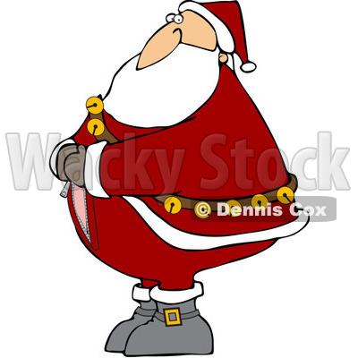 Clipart Santa Trying To Zip Up His Suit - Royalty Free Vector Illustration © djart #1074579