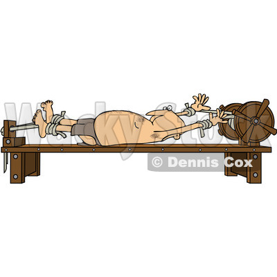 Clipart Man Stretched Out On A Rack - Royalty Free Vector Illustration © djart #1081752