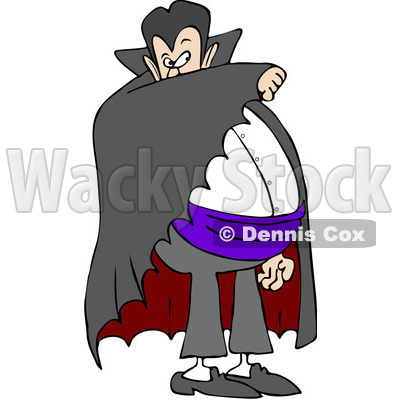 Clipart Vampire Covering His Face With His Cape - Royalty Free Vector Illustration © djart #1082186