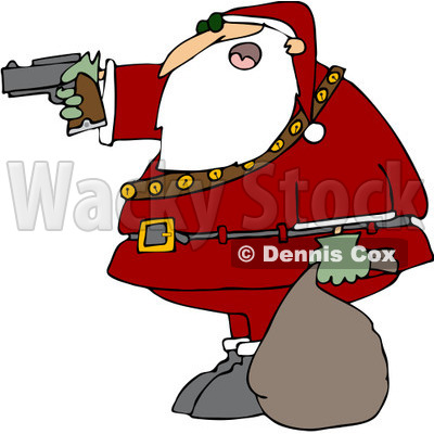 Clipart Santa Aiming A Gun - Royalty Free Vector Illustration © djart #1087110